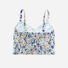 Load image into Gallery viewer, Coco Cabana Ladies&#39; Floral Smocked Crop Top in Blue
