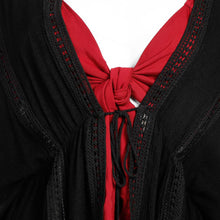 Load image into Gallery viewer, Coco Cabana Ladies&#39; Kaftan Cardigan with Lace and Tassel in Black
