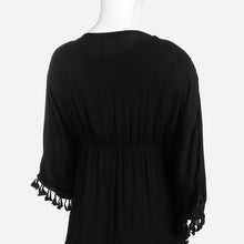 Load image into Gallery viewer, Coco Cabana Ladies&#39; Kaftan Cardigan with Lace and Tassel in Black
