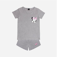 Load image into Gallery viewer, Disney Mickey Mouse Sleepwear Ladies&#39; Minnie Pocket Tee and Shorts Set in Gray
