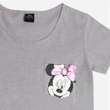 Load image into Gallery viewer, Disney Mickey Mouse Sleepwear Ladies&#39; Minnie Pocket Tee and Shorts Set in Gray
