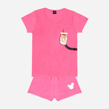 Load image into Gallery viewer, Disney Mickey Mouse Sleepwear Ladies&#39; Mickey Milk Tea Tee and Shorts Set in Dark Pink
