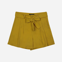 Load image into Gallery viewer, SM Woman Waist Sash Pleated Shorts in Mustard
