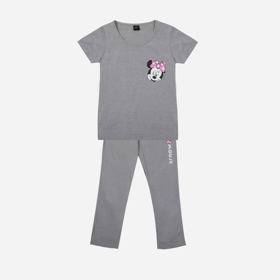 Disney Mickey Mouse Ladies' Minnie Tee and Pajama Pants Set in Gray