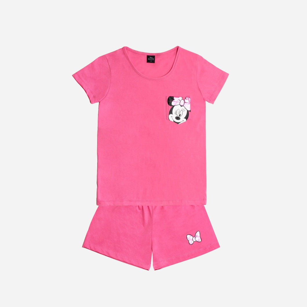 Disney Mickey Mouse Ladies' Minnie Tee and Pajama Pants Set in Pink