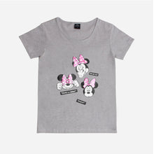 Load image into Gallery viewer, Disney Mickey Mouse Ladies&#39; Minnie Peek-a-Boo Tee and Shorts Set in Gray
