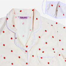 Load image into Gallery viewer, Baleno Sleepwear Ladies&#39; Strawberry Print Pajama Set with Face Mask in Cream
