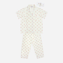 Load image into Gallery viewer, Baleno Sleepwear Ladies&#39; Strawberry Print Pajama Set with Face Mask in Light Green
