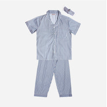 Load image into Gallery viewer, Baleno Sleepwear Ladies&#39; Patterned Button-Down Top and Pajama Set in Navy Blue
