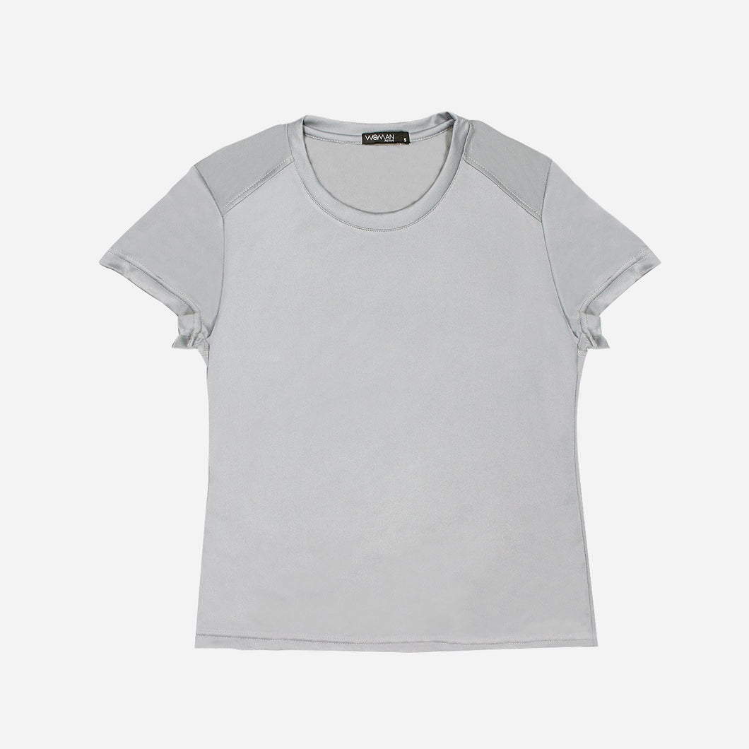 SM Woman Active Striped Sleeves Tee in Gray