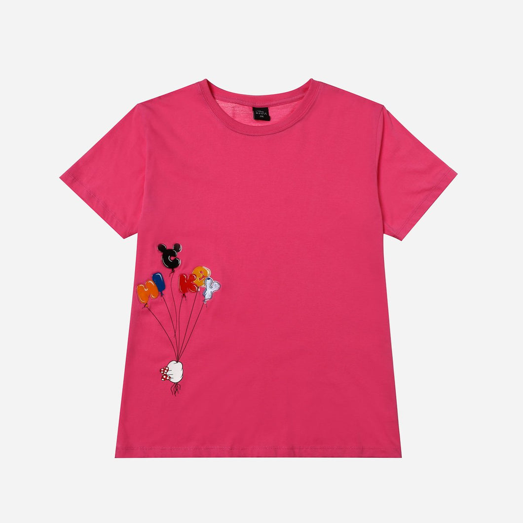 Disney Mickey Mouse Girls Teens' Side Mickey Balloons Graphic Tee in Pink