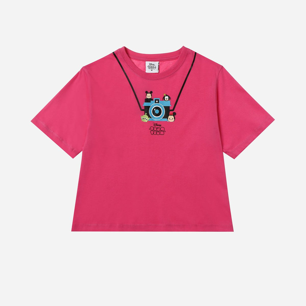 Disney Tsum Tsum Girls Teens' Tsum Tsum Camera with Strap Graphic Tee in Pink