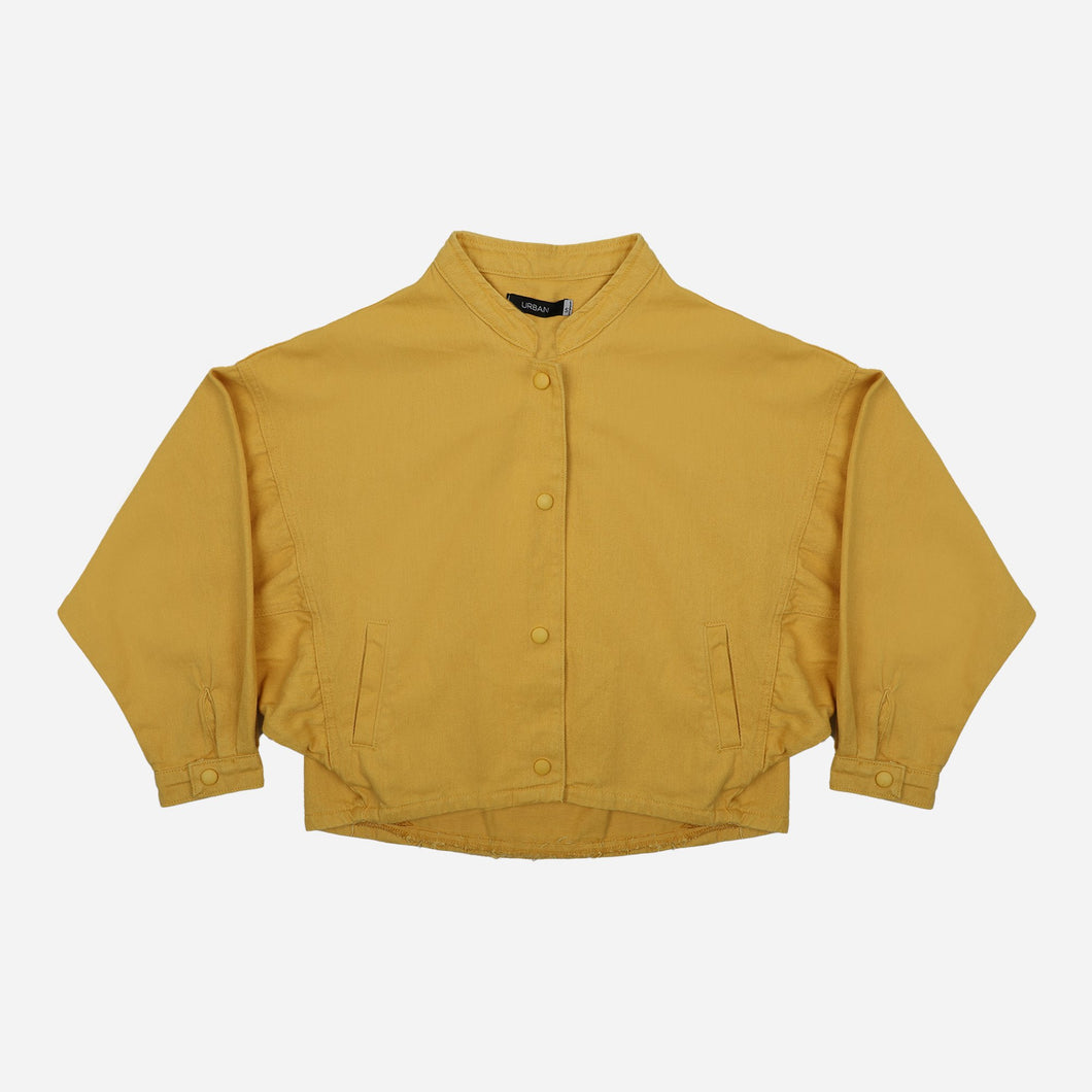 GTW Urban Girls Teens' Snap Button Cropped Jacket in Mustard