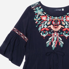 Load image into Gallery viewer, Coco Cabana Ladies&#39; Floral Embroidered Tunic Dress in Black
