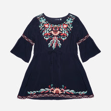 Load image into Gallery viewer, Coco Cabana Ladies&#39; Floral Embroidered Tunic Dress in Black
