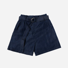 Load image into Gallery viewer, SM Woman Belted Denim Shorts in Dark Blue
