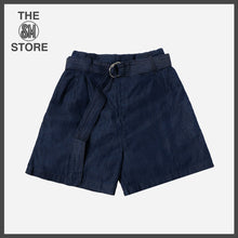 Load image into Gallery viewer, SM Woman Belted Denim Shorts in Dark Blue
