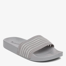 Load image into Gallery viewer, Trusole Ladies&#39; Hannah Striped Slides in Dark Gray
