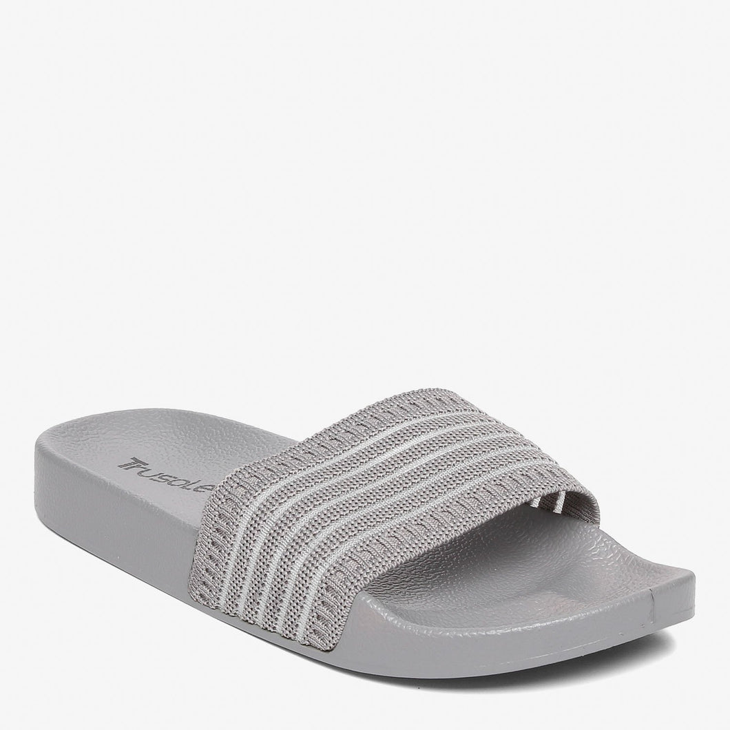 Trusole Ladies' Hannah Striped Slides in Dark Gray