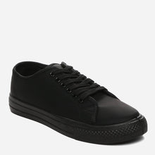 Load image into Gallery viewer, Kicks Ladies&#39; Tone on Tone Lace-Up Sneakers in Black
