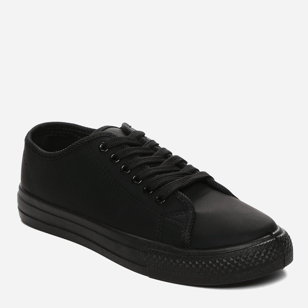 Kicks Ladies' Tone on Tone Lace-Up Sneakers in Black