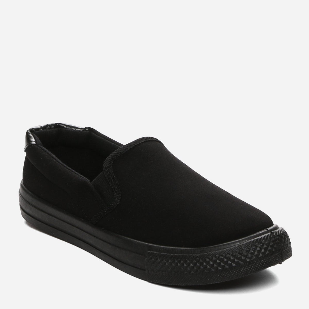 Kicks Ladies' Tone on Tone Slip-On Sneakers in Black