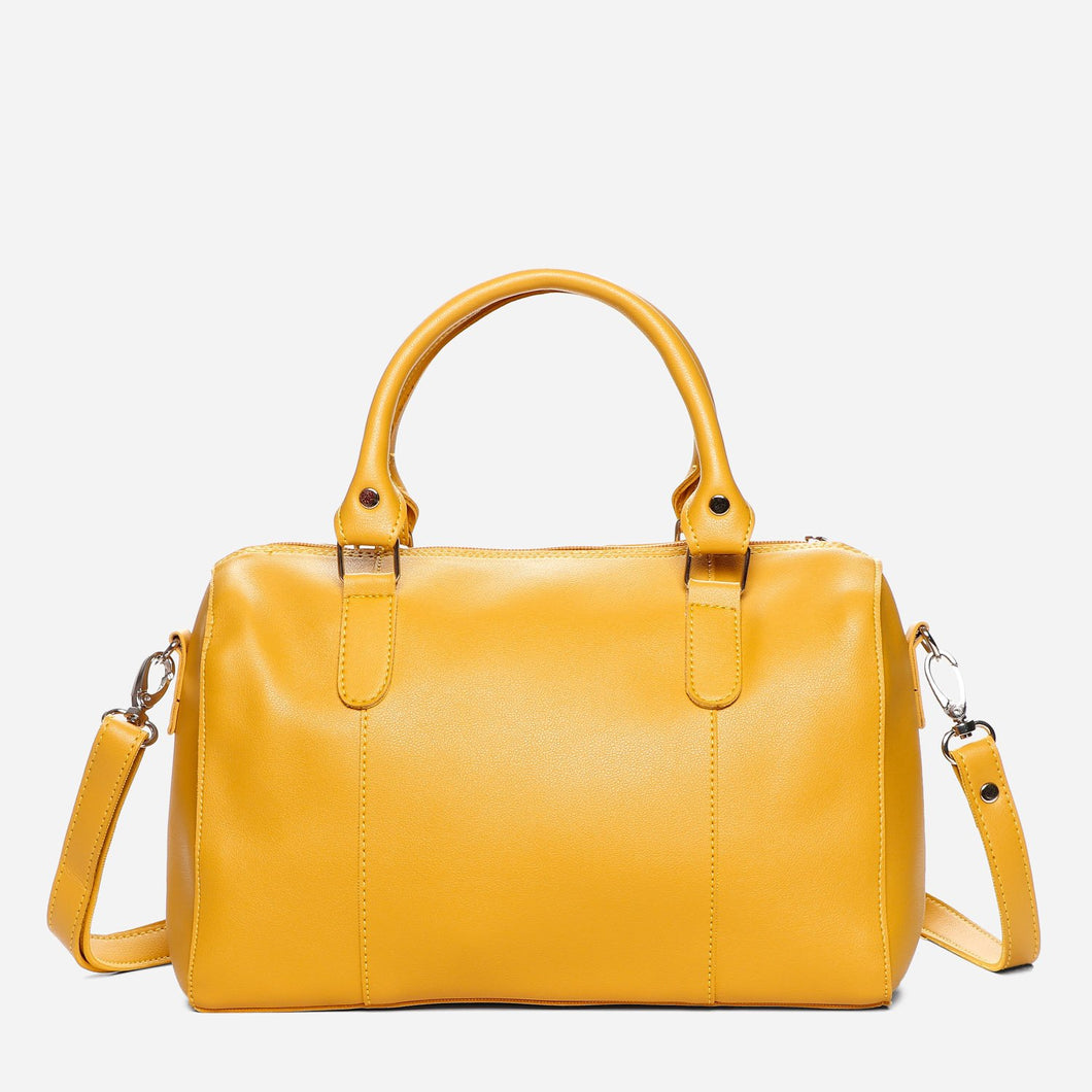 Parisian Ladies' Wizzle Handbag with Detachable Crossbody Strap in Mustard