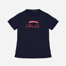 Load image into Gallery viewer, GTW Urban Girls Teens&#39; Lutuan City Statement Tee in Navy Blue
