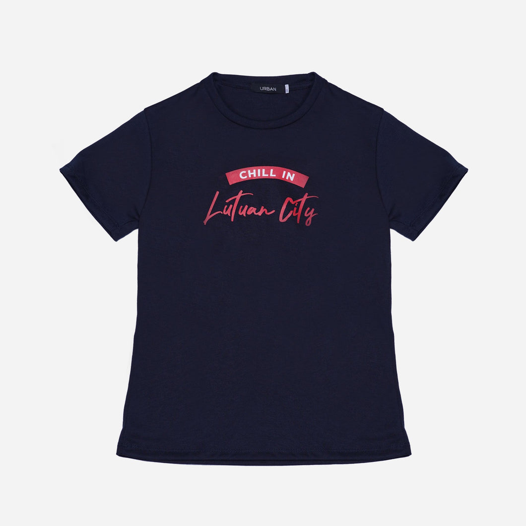 GTW Urban Girls Teens' Lutuan City Statement Tee in Navy Blue