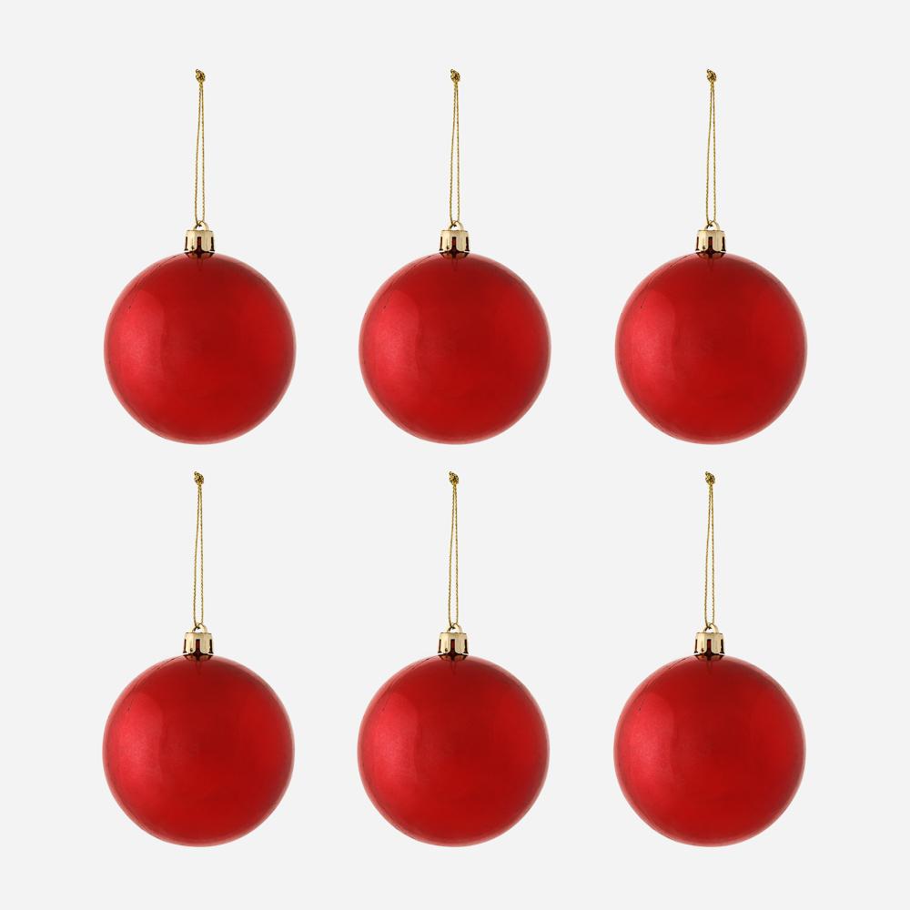 Great Home 6-Pack Metallic Christmas Balls 80mm - Red