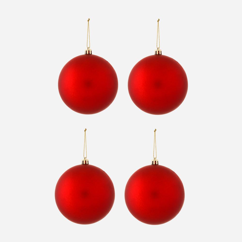 Great Home 4-Pack Matte Christmas Balls 100mm - Red