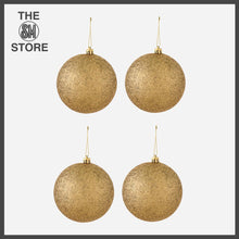 Load image into Gallery viewer, Great Home 4-Pack Glittered Christmas Balls 100mm - Gold
