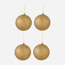 Load image into Gallery viewer, Great Home 4-Pack Glittered Christmas Balls 100mm - Gold
