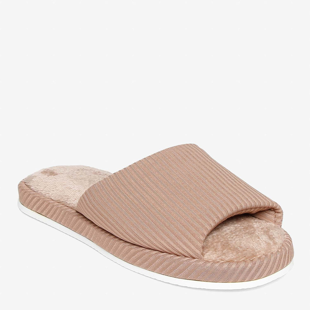 Cozzy Ladies' Brielle One-Band Bedroom Slippers in Beige