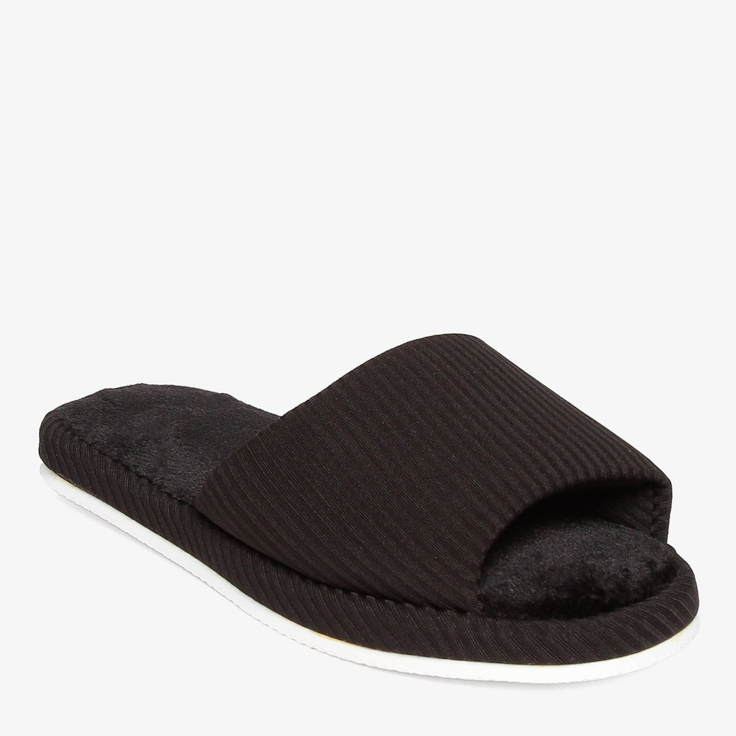 Cozzy Ladies' Brielle One-Band Bedroom Slippers in Black