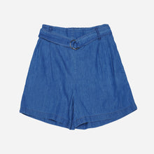 Load image into Gallery viewer, SM Woman Belted Denim Shorts in Blue
