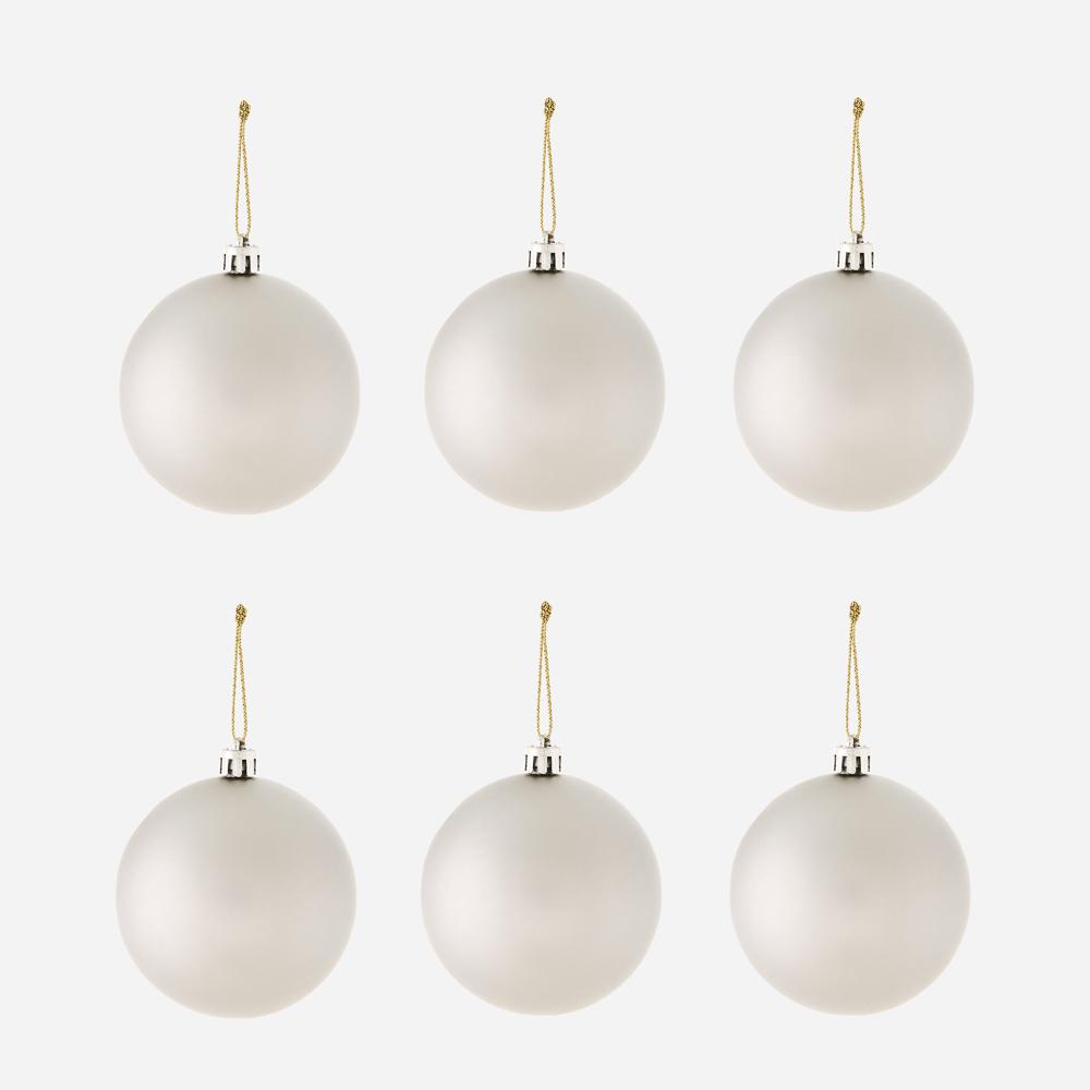 Great Home 6-Pack Matte Christmas Balls 80mm - Silver