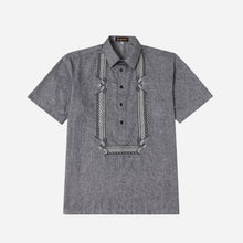 Load image into Gallery viewer, En Barong Men’s Filipino Size Small Embroidered Half-Open Short Sleeve Barong in Gray
