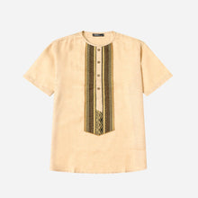 Load image into Gallery viewer, Hijo Men&#39;s Size Large Short Sleeve Ethnic Pattern Top in Cream
