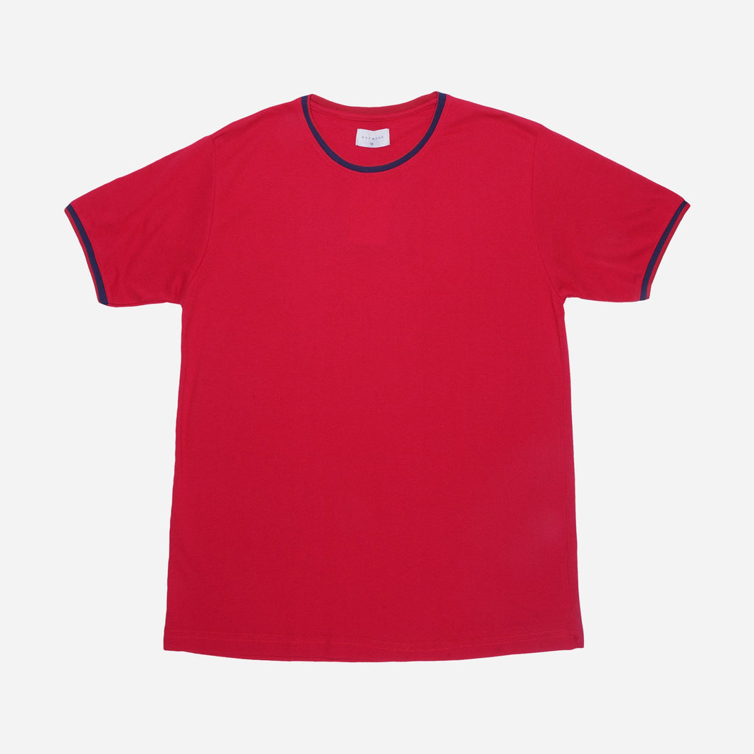 Maxwear Men’s Plus Size Contrast Collar Tee in Red